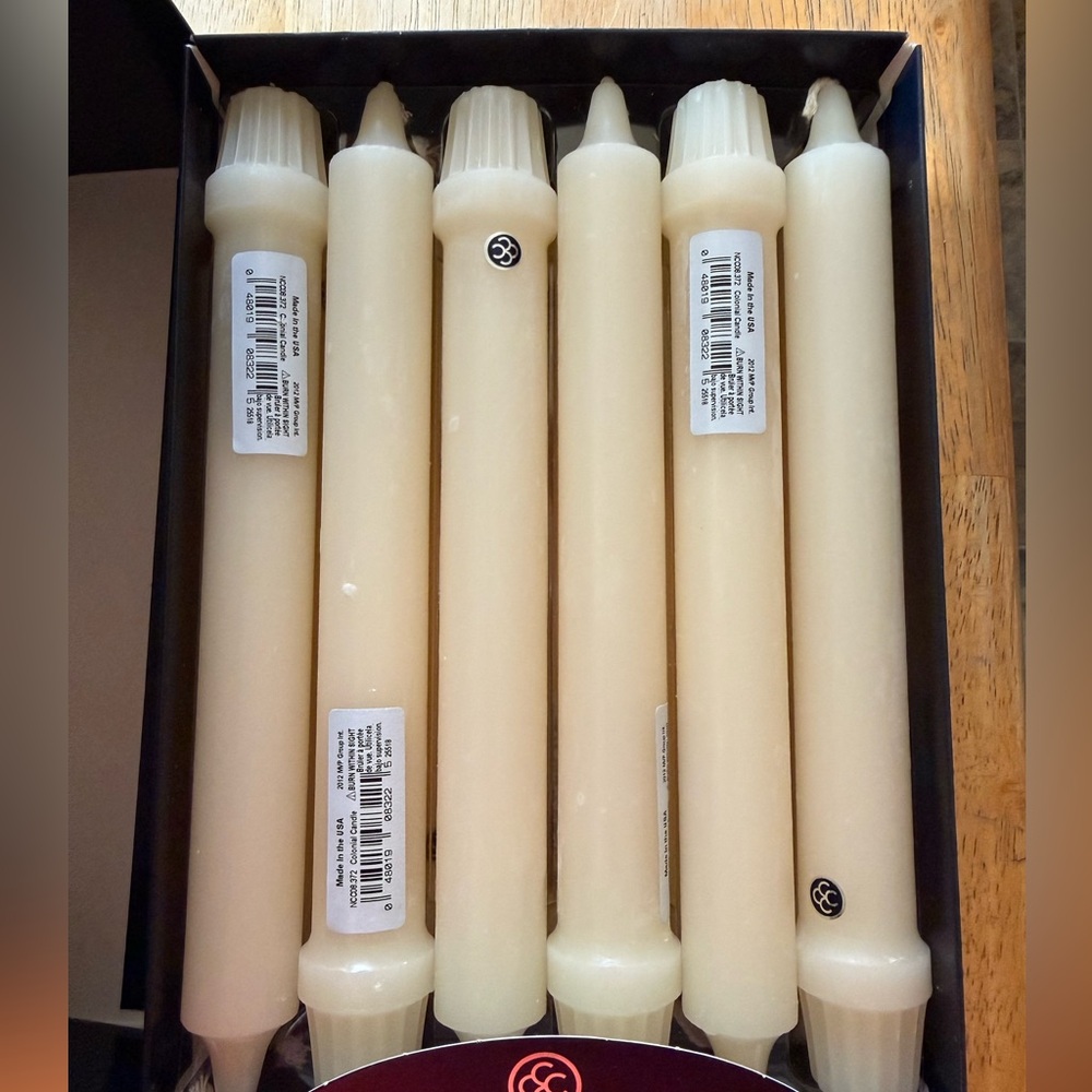 Set of 12, 8” ivory taper candles